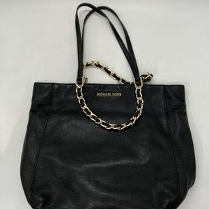 Used Michael Kors Harper Chain Tote Bag in Black Leather